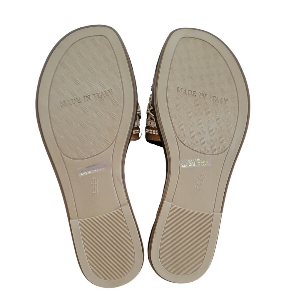 Toscanella Slide Sandals Women 7.5 Tan New Woven Macrame Rhinestone Italy - Picture 5 of 5